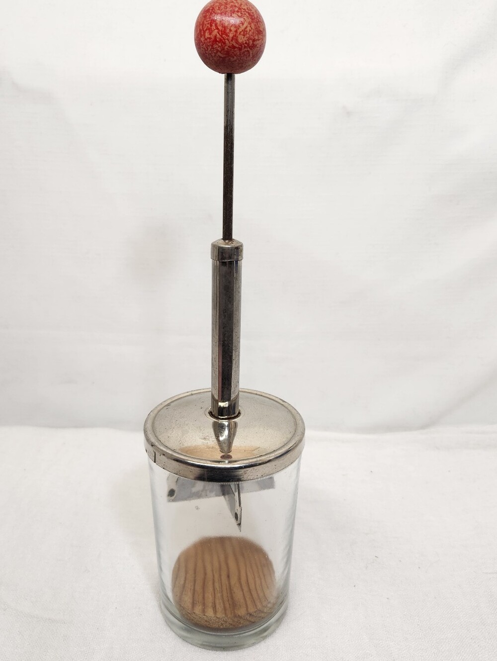 Vintage Retro Nut Food Chopper Hazel Atlas Glass Jar Wooden Knob 50s